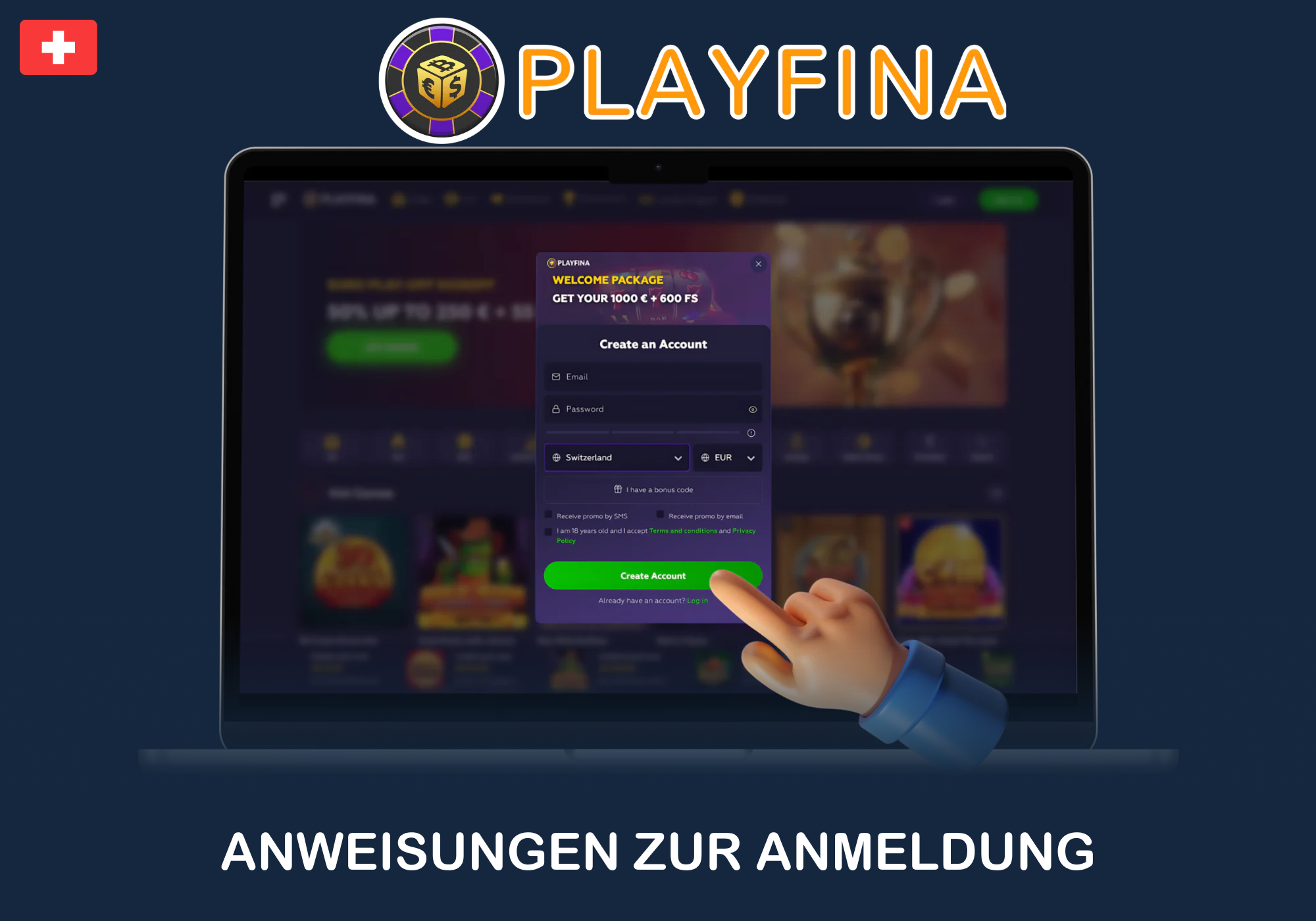 Anleitung zur Anmeldung bei Ihrem Playfina-Konto