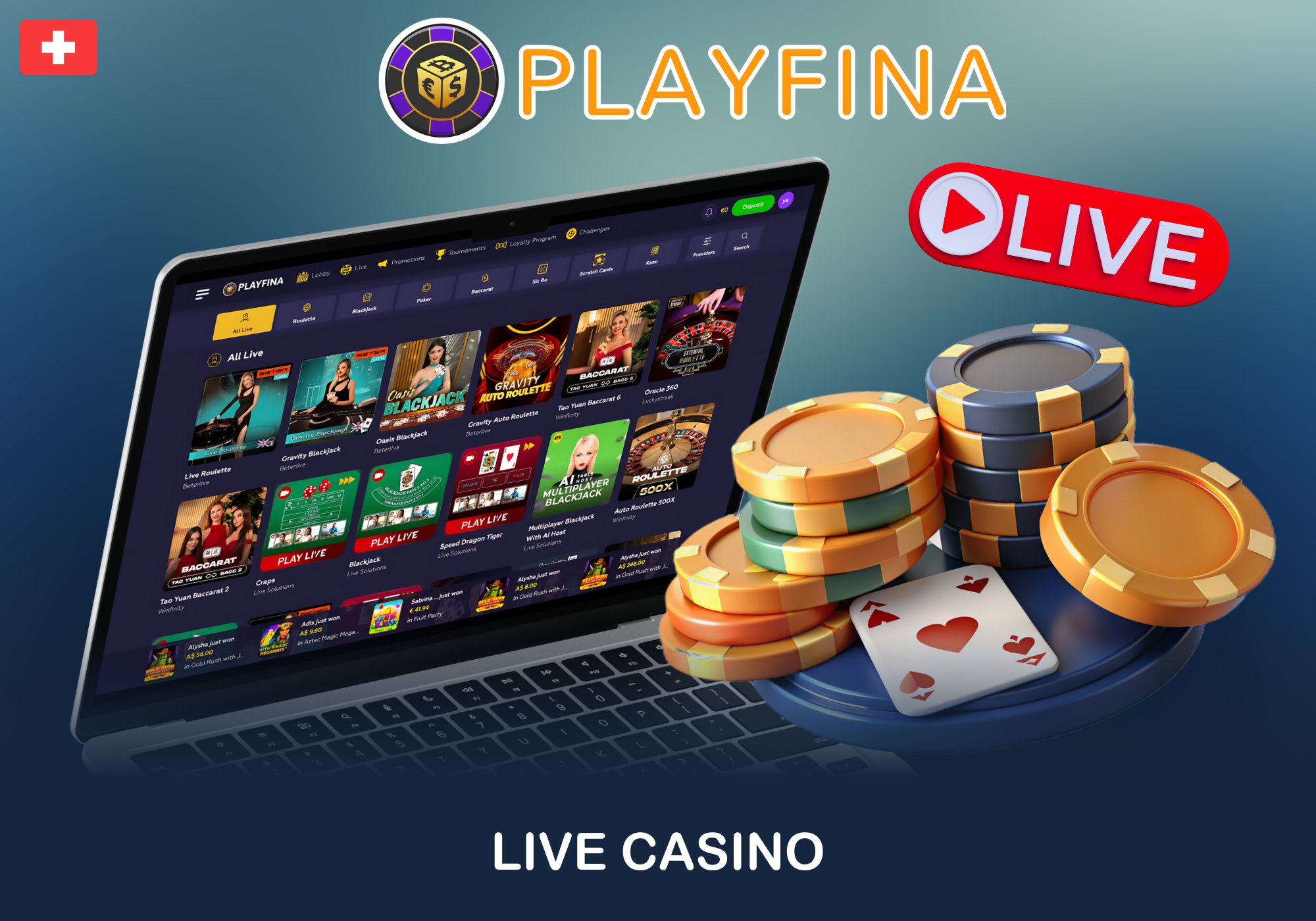 Über 400 verschiedene Live-Dealer-Spiele bei Playfina